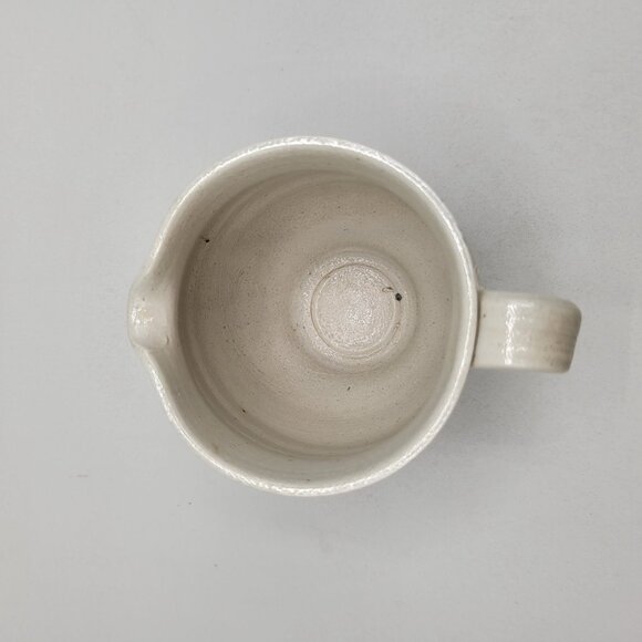 Handmade Salt Glaze Creamer Blue Floral Design Ceramic - Picture 5 of 6